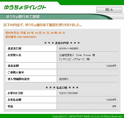 第5回横浜シティロゲイン寄付
